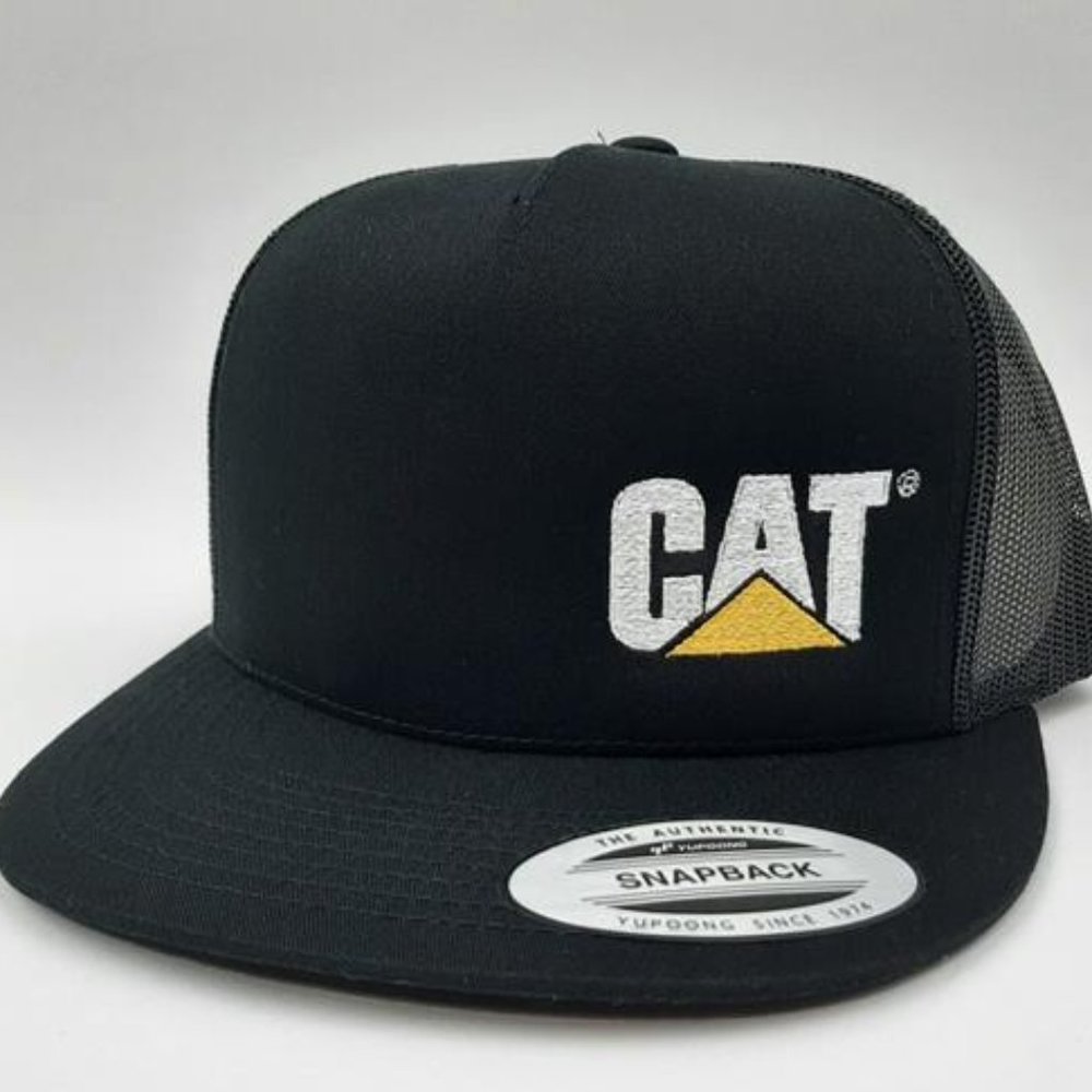 Retro Offset Caterpillar CAT Diesel Power Tractors Trucker Hat Cap Mesh Back